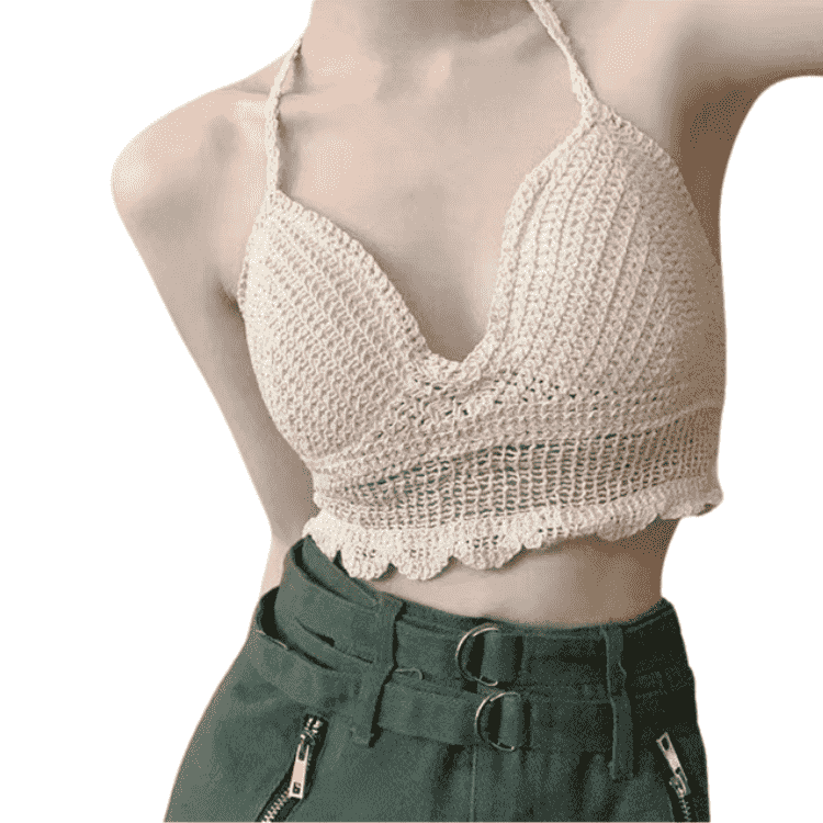 Crochet Lace Tassel Triangle Beach Top